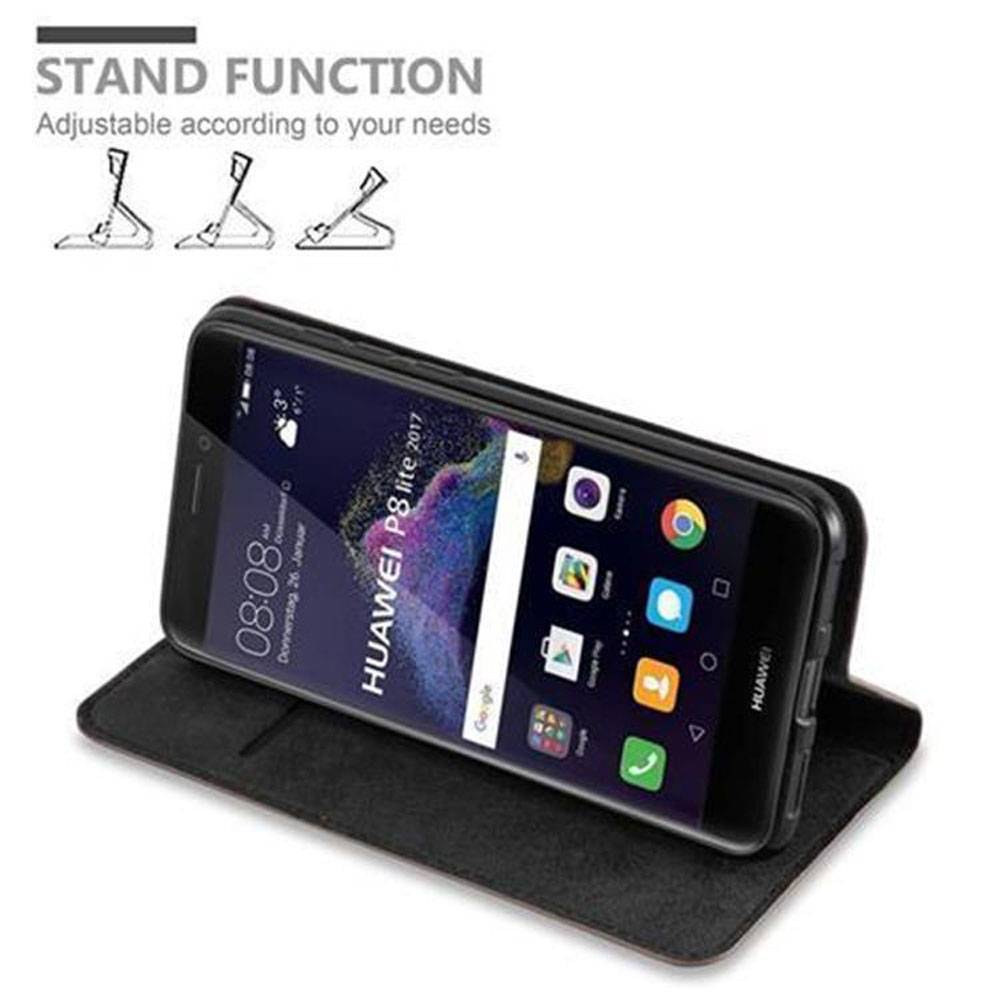 Cadorabo Hülle für Huawei P8 LITE 2017 / P9 LITE 2017 Schutz Hülle in Braun Handyhülle Etui Case Cover Magnetverschluss