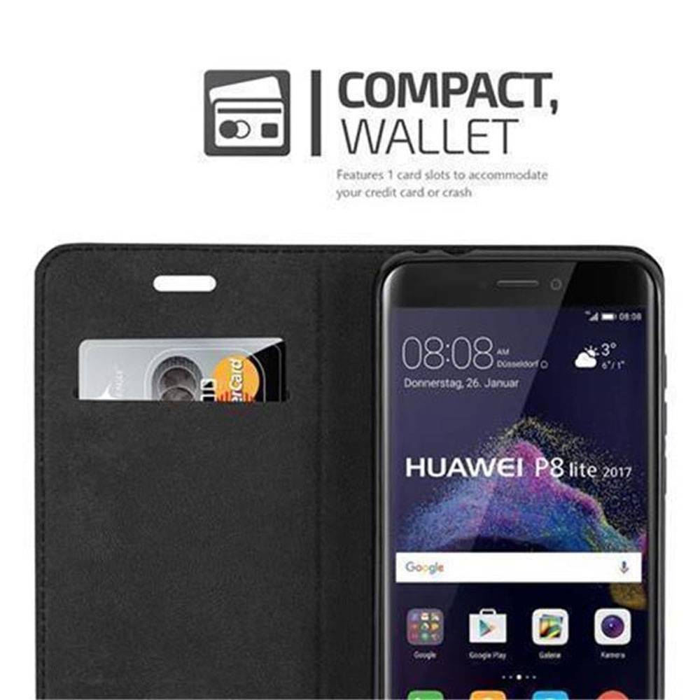 Cadorabo Hülle für Huawei P8 LITE 2017 / P9 LITE 2017 Schutz Hülle in Braun Handyhülle Etui Case Cover Magnetverschluss