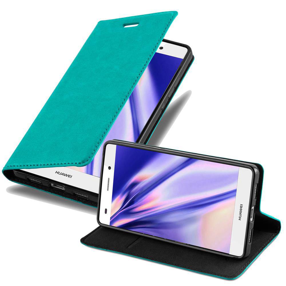 Cadorabo Hülle für Huawei P8 LITE 2017 / P9 LITE 2017 Schutz Hülle in Türkis Handyhülle Etui Case Cover Magnetverschluss