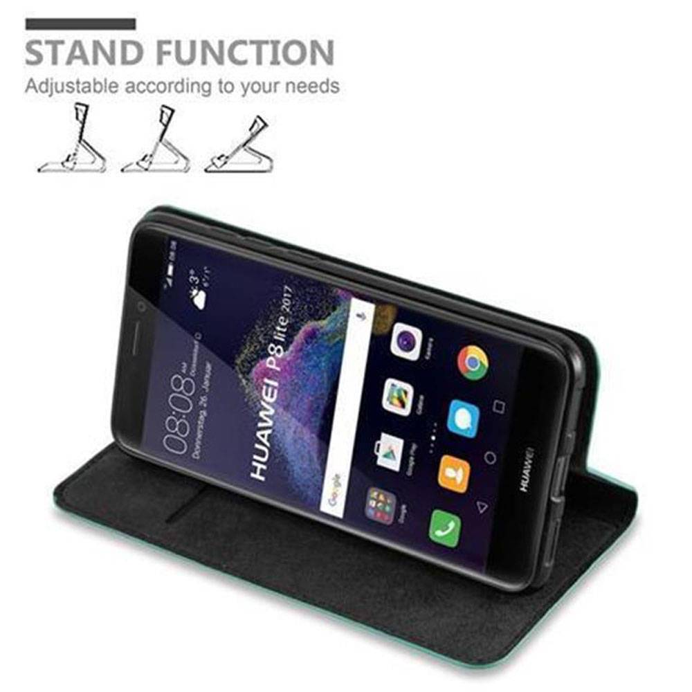 Cadorabo Hülle für Huawei P8 LITE 2017 / P9 LITE 2017 Schutz Hülle in Türkis Handyhülle Etui Case Cover Magnetverschluss
