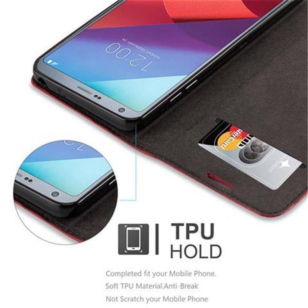 Cadorabo Hülle für LG G6 Schutz Hülle in Rot Handyhülle Etui Case Cover Magnetverschluss