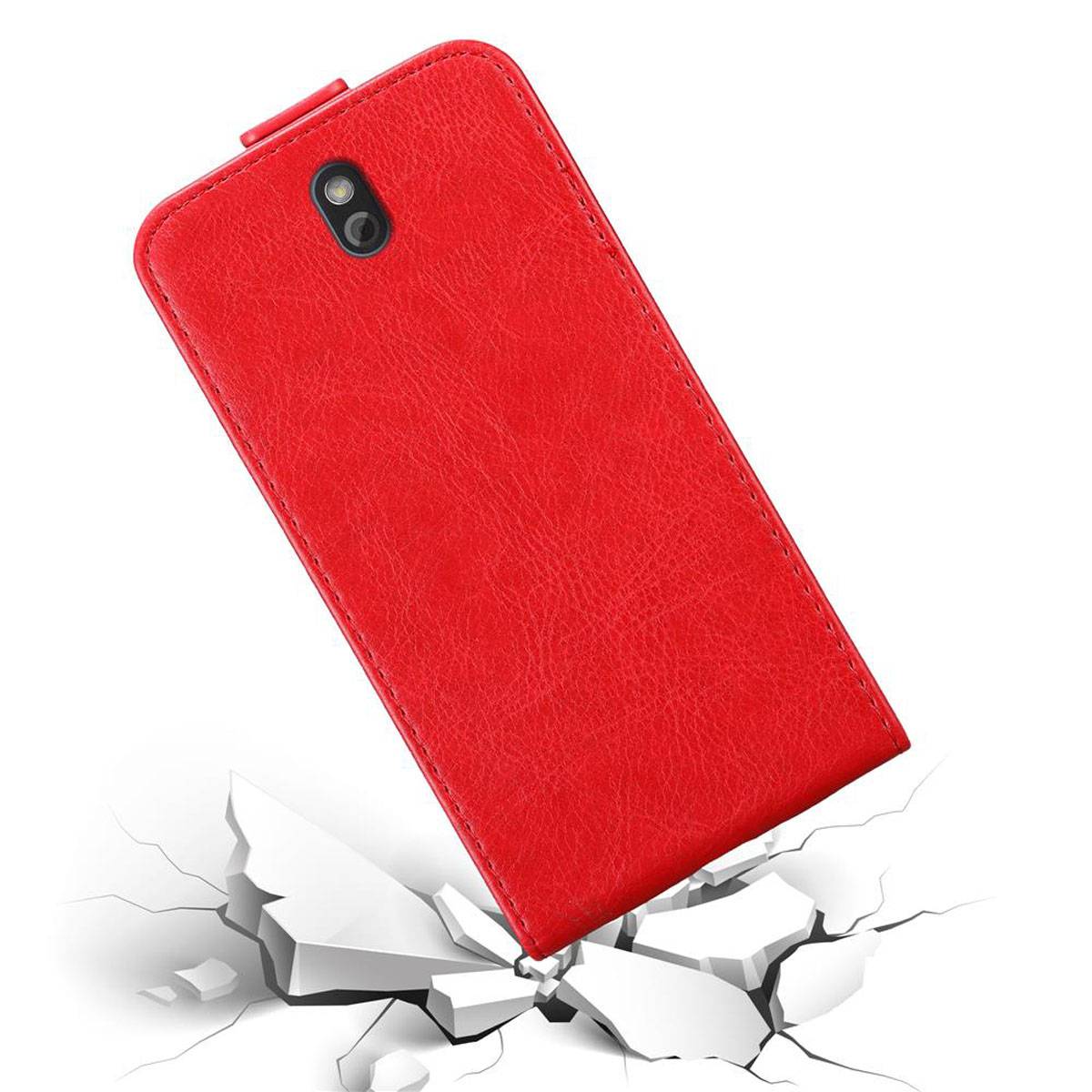 Cadorabo Hülle für HTC ONE SV Schutzhülle in Rot Flip Handyhülle Case Cover Etui Kunstleder