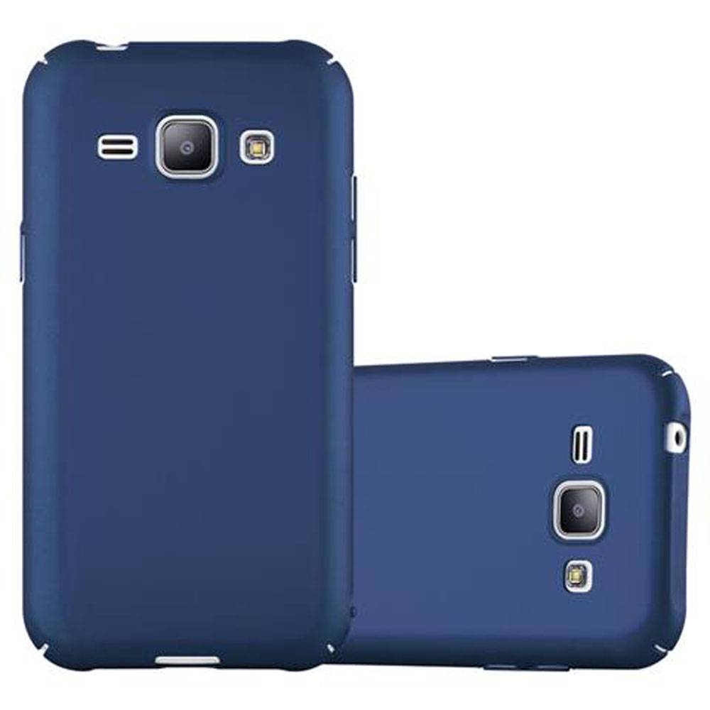 Cadorabo Hülle für Samsung Galaxy J1 2015 Schutzhülle in Blau Hard Case Handy Hülle Etui