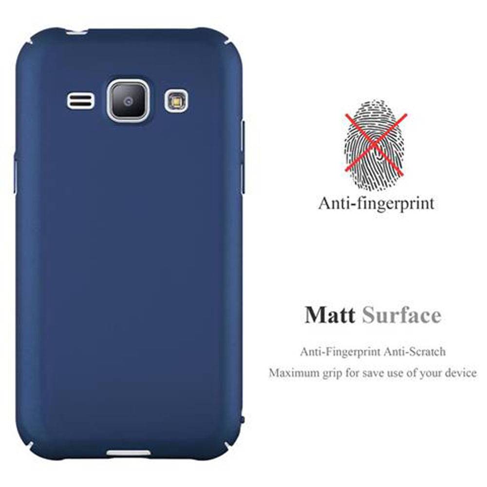 Cadorabo Hülle für Samsung Galaxy J1 2015 Schutzhülle in Blau Hard Case Handy Hülle Etui