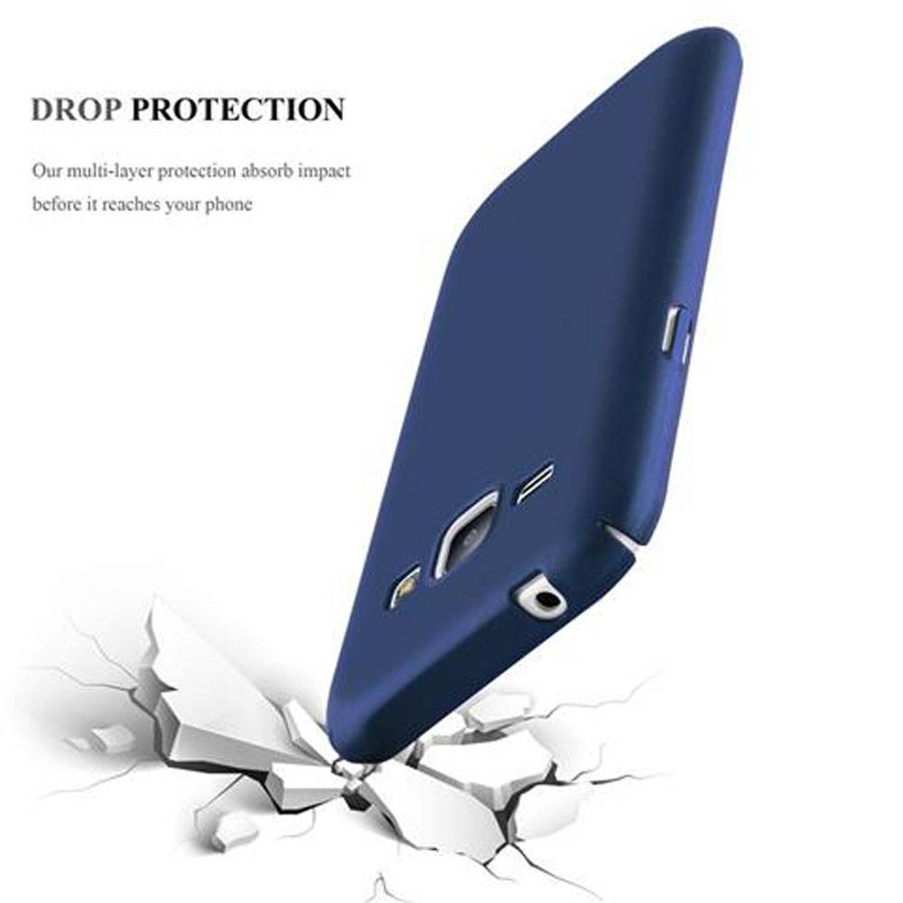 Cadorabo Hülle für Samsung Galaxy J1 2015 Schutzhülle in Blau Hard Case Handy Hülle Etui