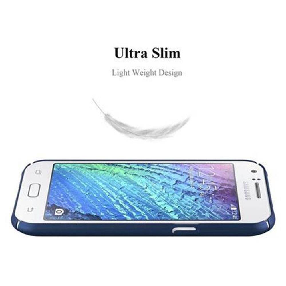 Cadorabo Hülle für Samsung Galaxy J1 2015 Schutzhülle in Blau Hard Case Handy Hülle Etui