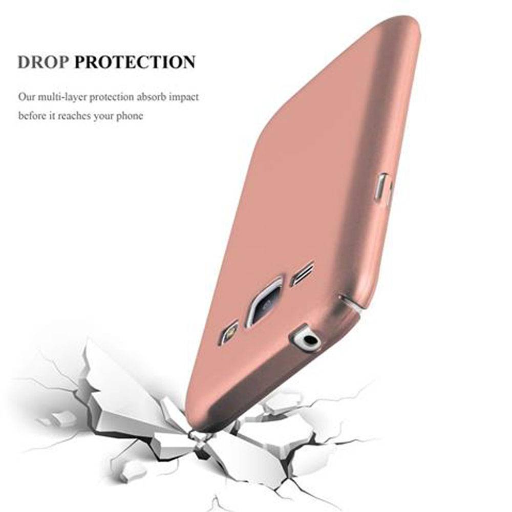 Cadorabo Hülle für Samsung Galaxy J1 2015 Schutzhülle in Rosa Hard Case Handy Hülle Etui