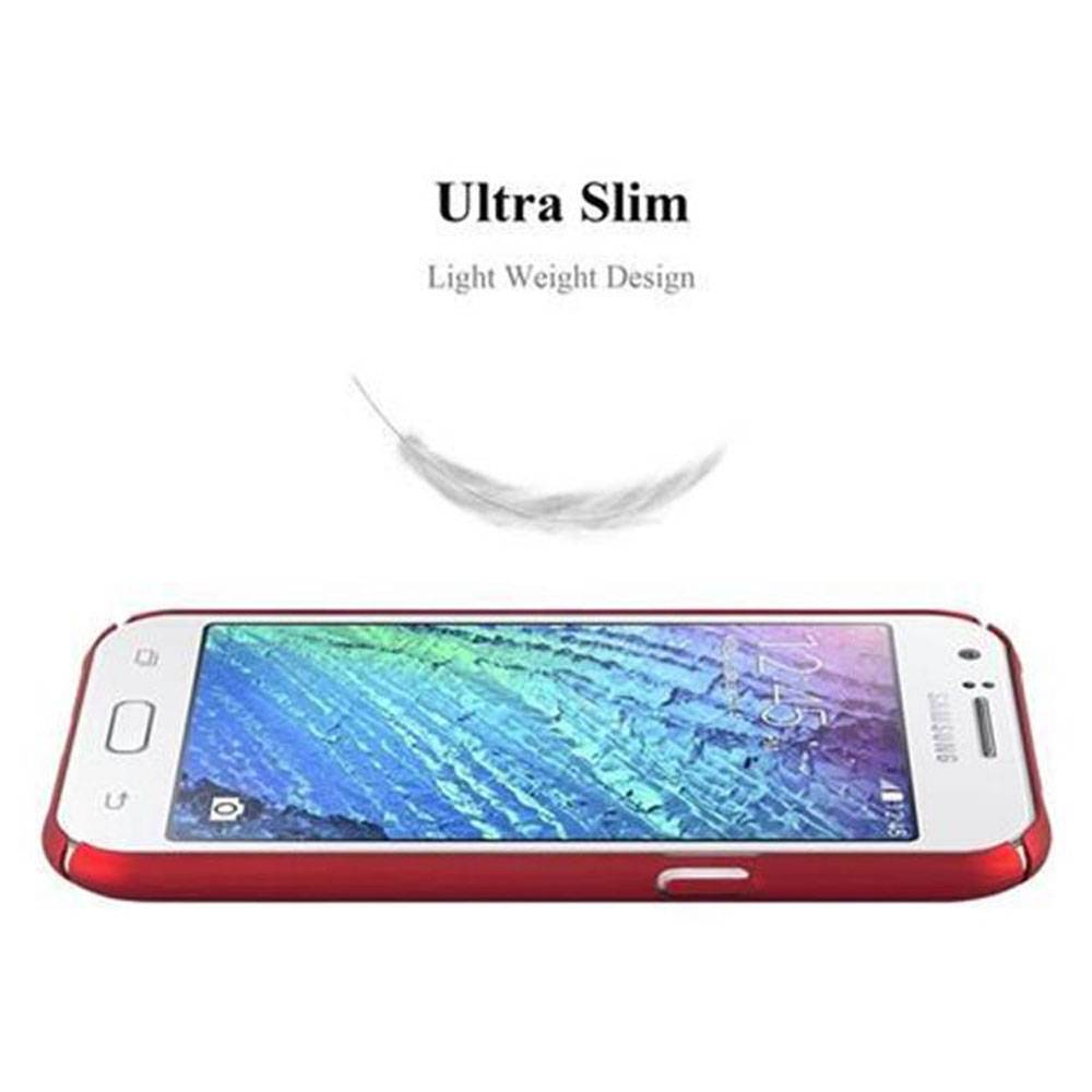 Cadorabo Hülle für Samsung Galaxy J1 2015 Schutzhülle in Rot Hard Case Handy Hülle Etui