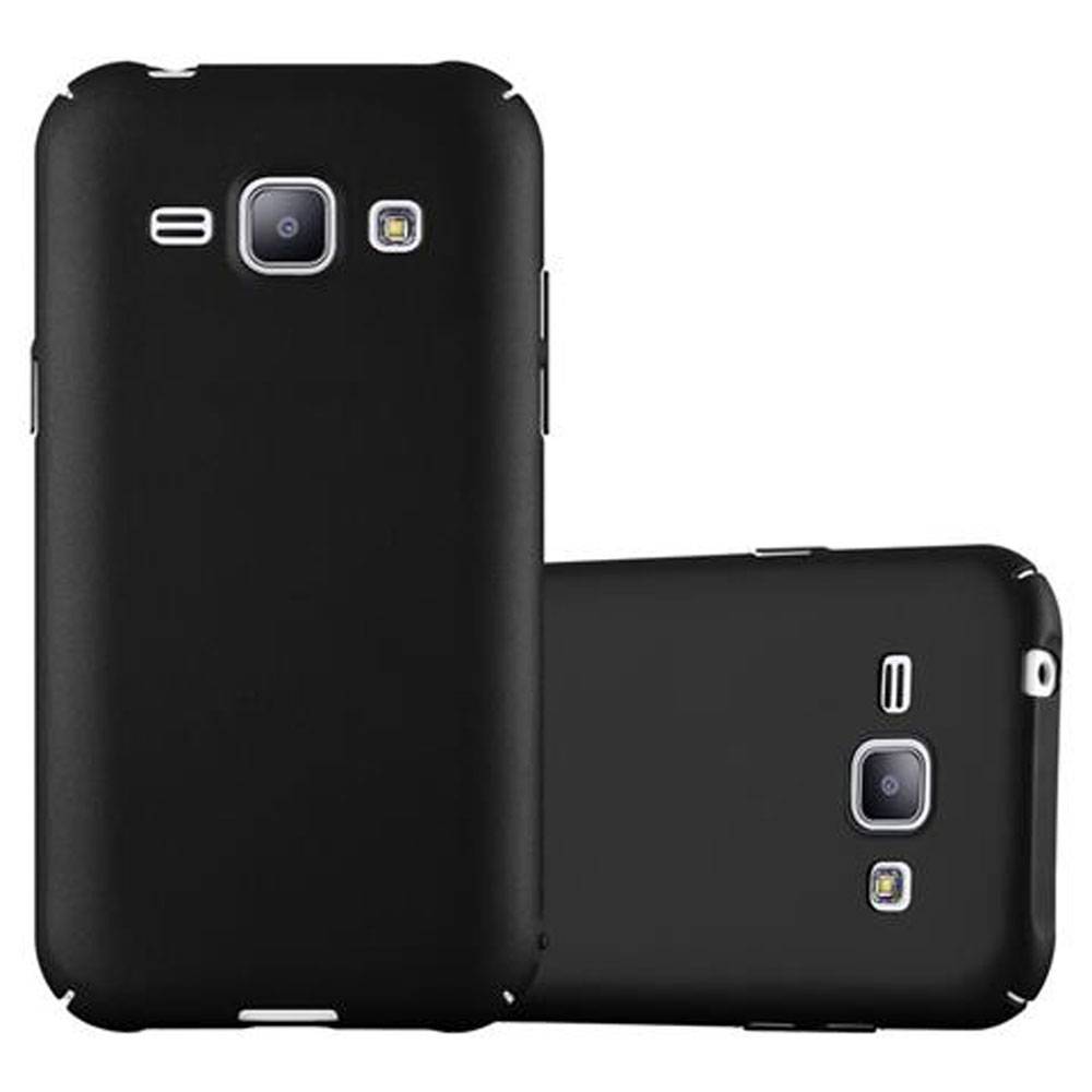 Cadorabo Hülle für Samsung Galaxy J1 2015 Schutzhülle in Schwarz Hard Case Handy Hülle Etui