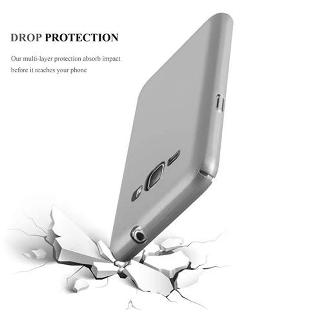 Cadorabo Hülle für Samsung Galaxy J1 2016 Schutzhülle in Silber Hard Case Handy Hülle Etui