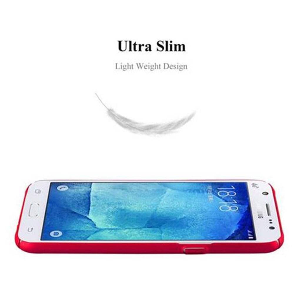 Cadorabo Hülle für Samsung Galaxy J5 2015 Schutzhülle in Rot Hard Case Handy Hülle Etui