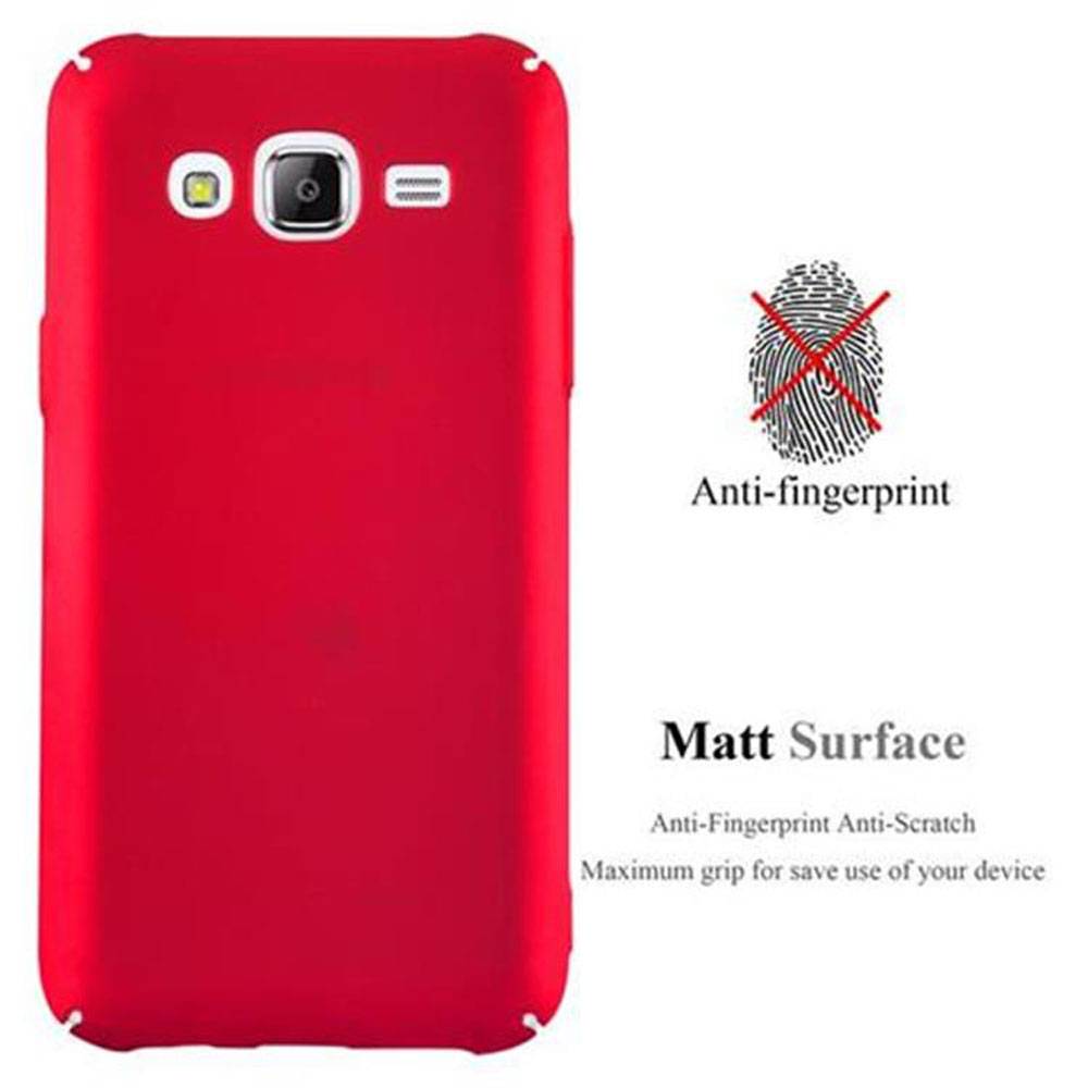 Cadorabo Hülle für Samsung Galaxy J5 2015 Schutzhülle in Rot Hard Case Handy Hülle Etui