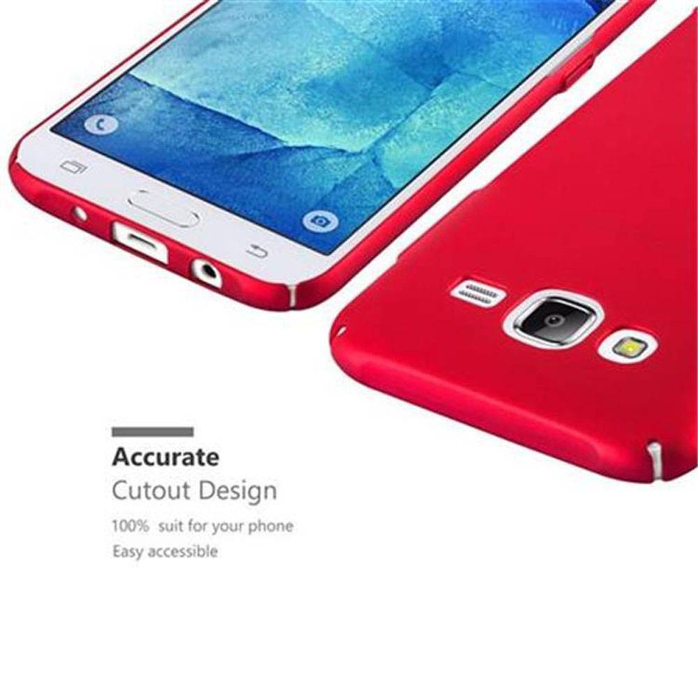 Cadorabo Hülle für Samsung Galaxy J5 2015 Schutzhülle in Rot Hard Case Handy Hülle Etui