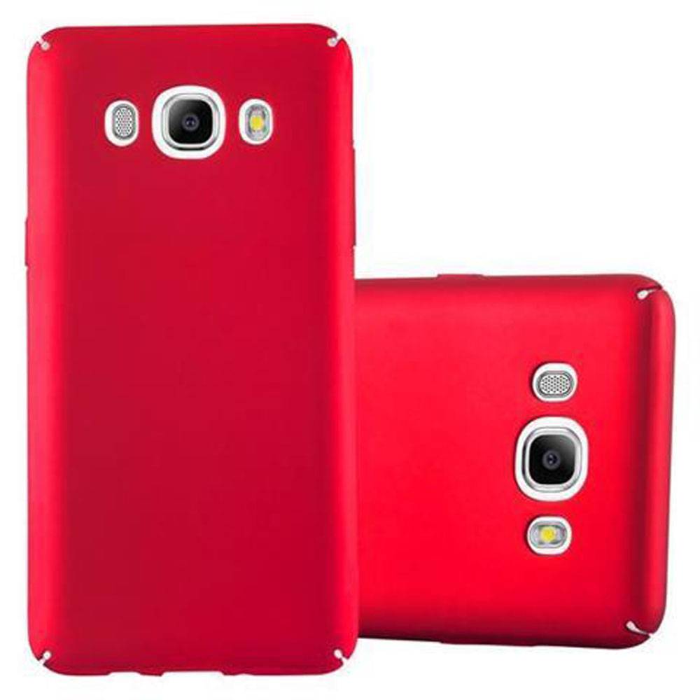 Cadorabo Hülle für Samsung Galaxy J7 2016 Schutzhülle in Rot Hard Case Handy Hülle Etui
