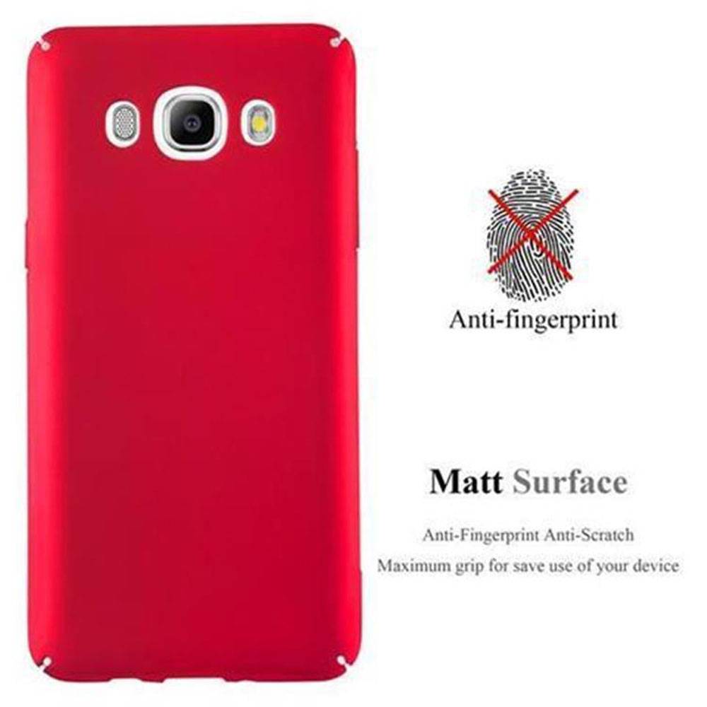 Cadorabo Hülle für Samsung Galaxy J7 2016 Schutzhülle in Rot Hard Case Handy Hülle Etui
