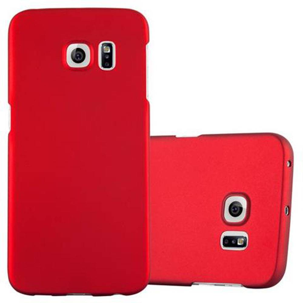 Cadorabo Hülle für Samsung Galaxy S6 EDGE Schutzhülle in Rot Hard Case Handy Hülle Etui