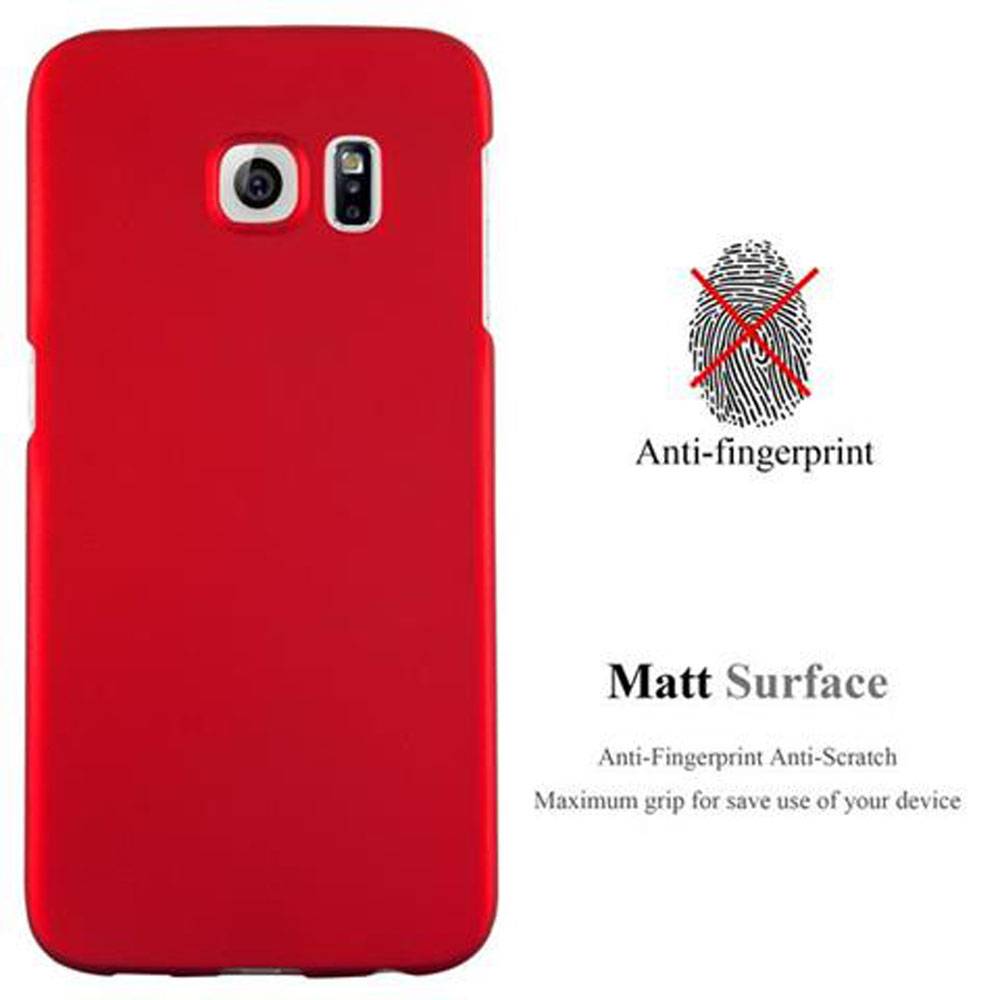 Cadorabo Hülle für Samsung Galaxy S6 EDGE Schutzhülle in Rot Hard Case Handy Hülle Etui