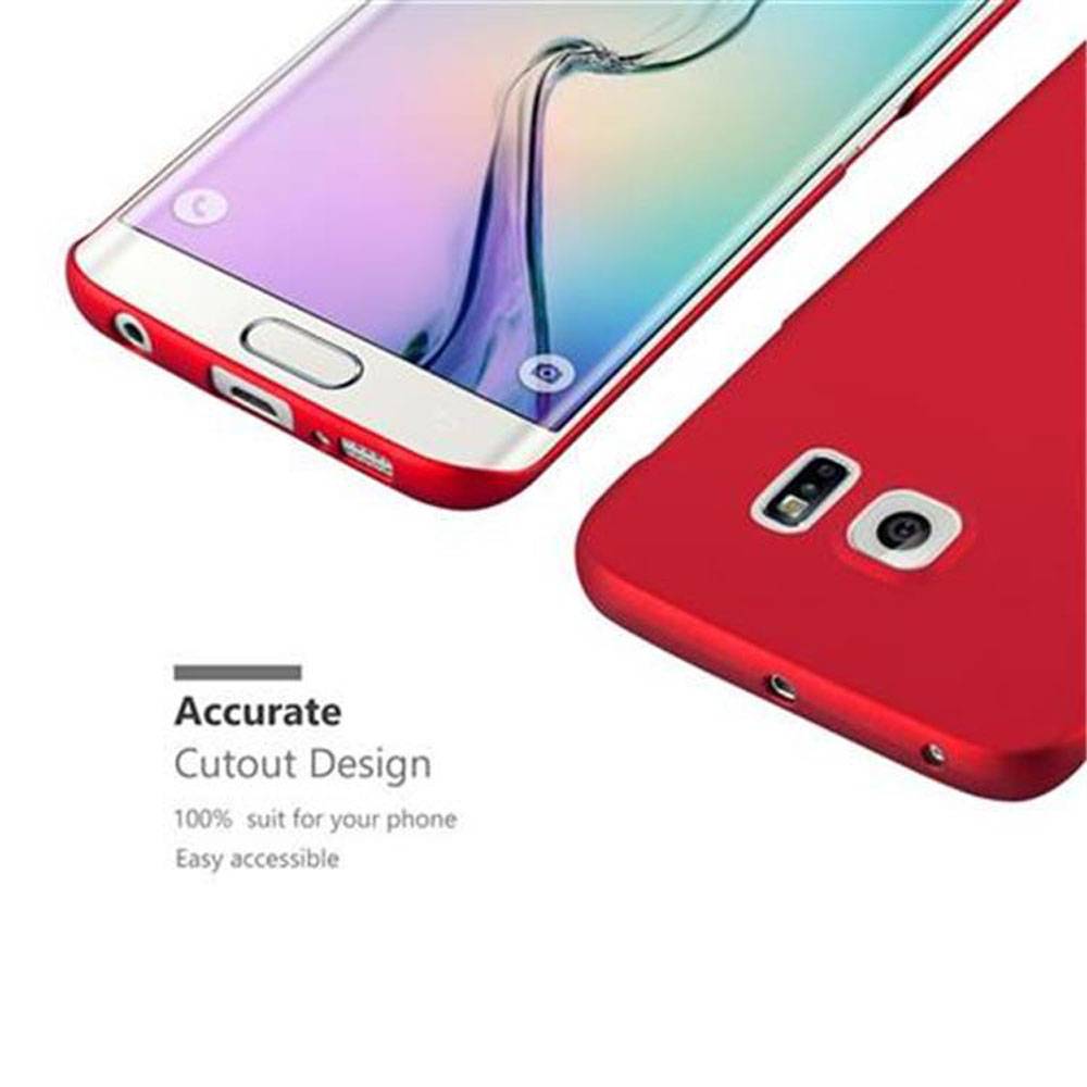 Cadorabo Hülle für Samsung Galaxy S6 EDGE Schutzhülle in Rot Hard Case Handy Hülle Etui