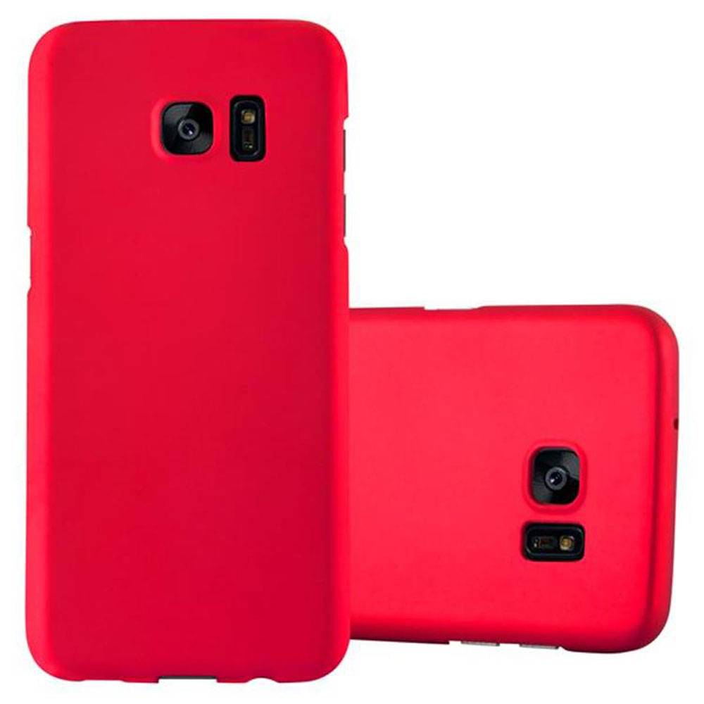 Cadorabo Hülle für Samsung Galaxy S7 EDGE Schutzhülle in Rot Hard Case Handy Hülle Etui