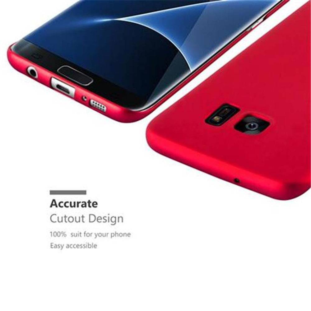 Cadorabo Hülle für Samsung Galaxy S7 EDGE Schutzhülle in Rot Hard Case Handy Hülle Etui