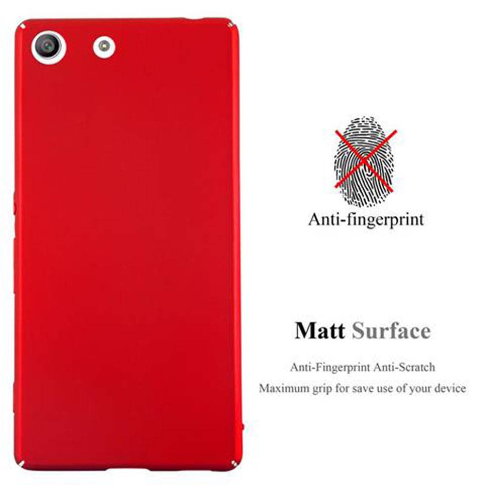 Cadorabo Hülle für Sony Xperia M5 Schutzhülle in Rot Hard Case Handy Hülle Etui
