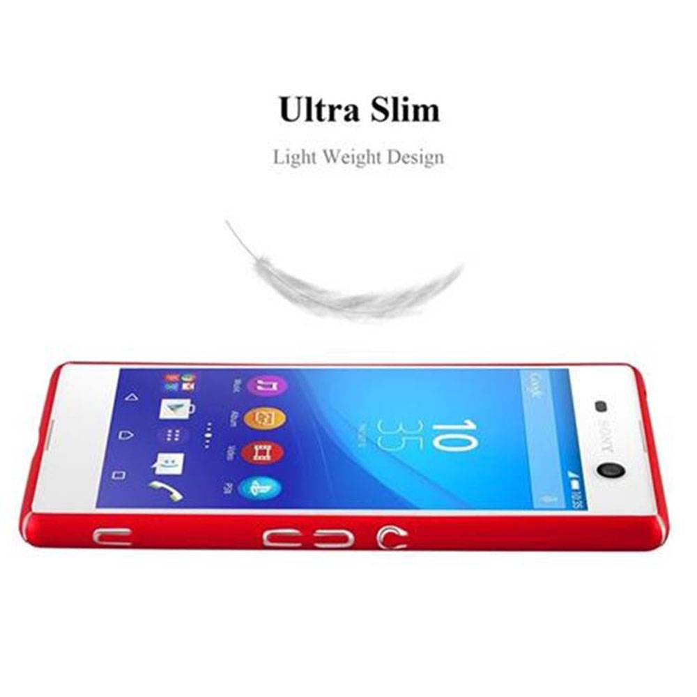 Cadorabo Hülle für Sony Xperia M5 Schutzhülle in Rot Hard Case Handy Hülle Etui