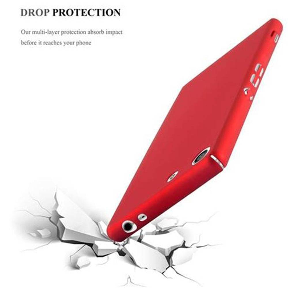 Cadorabo Hülle für Sony Xperia M5 Schutzhülle in Rot Hard Case Handy Hülle Etui