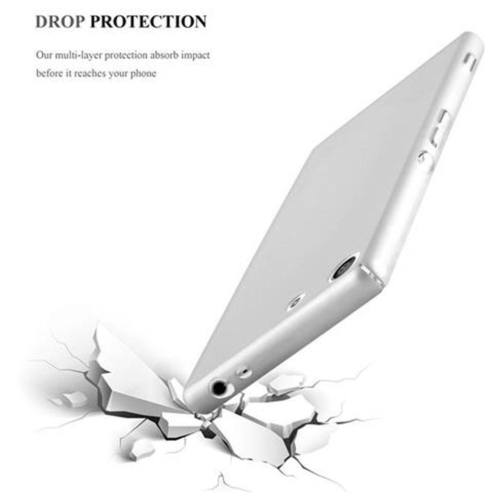 Cadorabo Hülle für Sony Xperia M5 Schutzhülle in Silber Hard Case Handy Hülle Etui