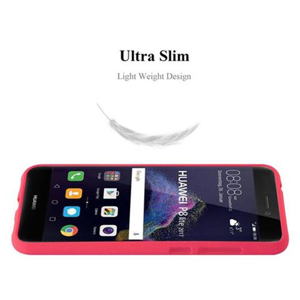 Cadorabo Schutzhülle für Huawei P8 LITE 2017 / P9 LITE 2017 Hülle in Rot Handyhülle TPU Etui Cover Case