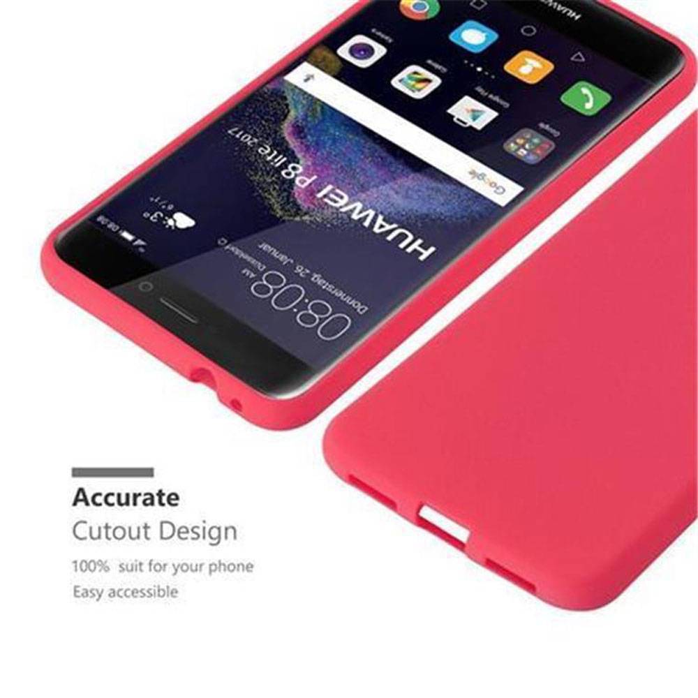 Cadorabo Schutzhülle für Huawei P8 LITE 2017 / P9 LITE 2017 Hülle in Rot Handyhülle TPU Etui Cover Case