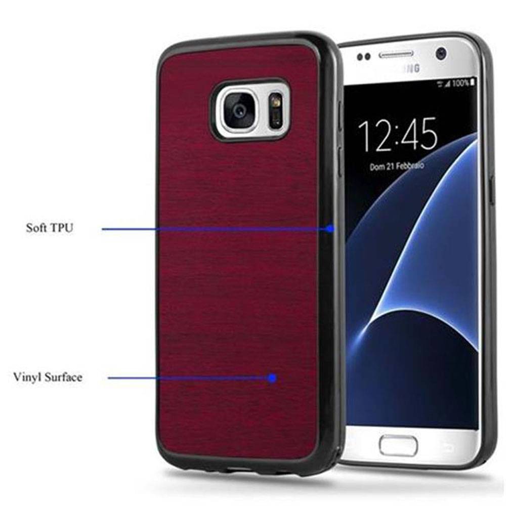Cadorabo Handyhülle für Samsung Galaxy S7 in Rot Schutzhülle Hülle Etui Case Cover TPU Silikon