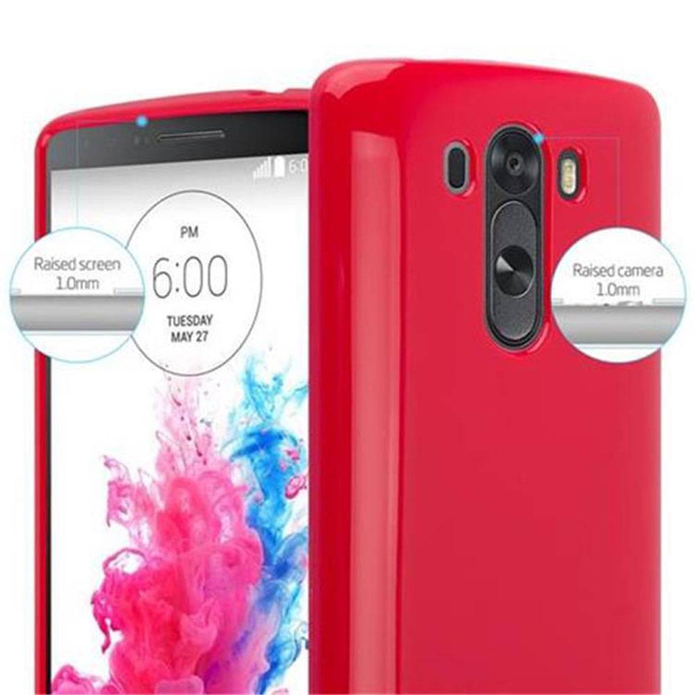 Cadorabo Schutzhülle für LG G3 Hülle in Rot TPU Etui Hülle Case Cover