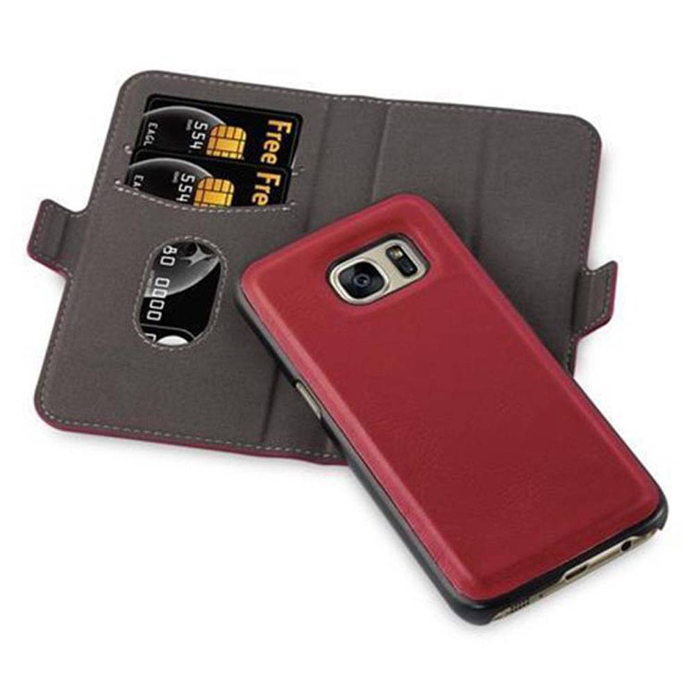 Cadorabo Hülle für Samsung Galaxy S7 Schutz Hülle in Rot Etui Handyhhülle Tasche Case Cover