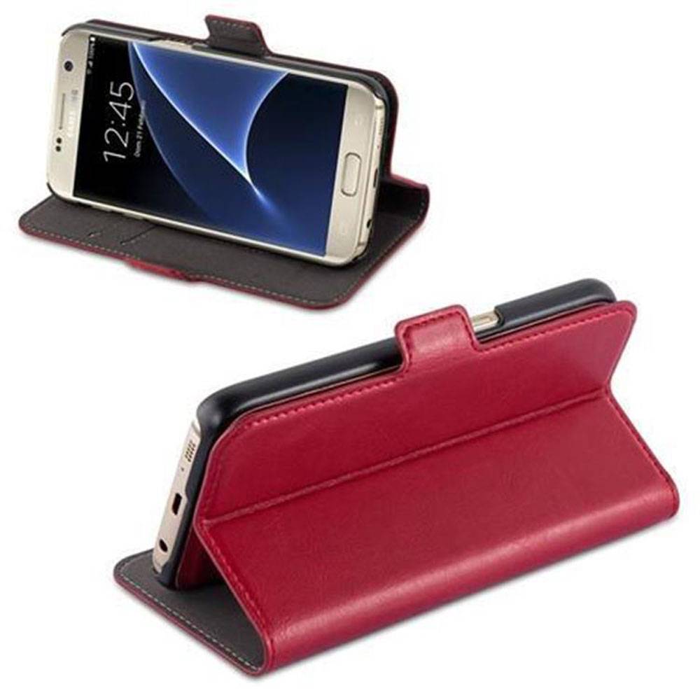 Cadorabo Hülle für Samsung Galaxy S7 Schutz Hülle in Rot Etui Handyhhülle Tasche Case Cover