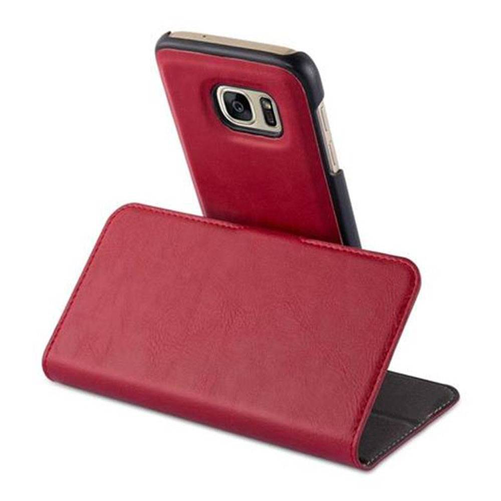 Cadorabo Hülle für Samsung Galaxy S7 Schutz Hülle in Rot Etui Handyhhülle Tasche Case Cover