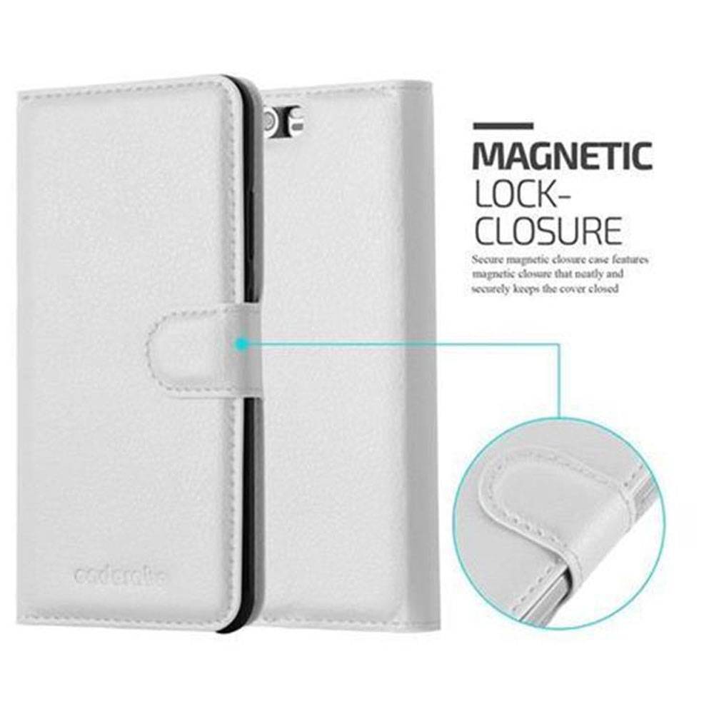 Cadorabo Hülle für Huawei P10 Schutz Hülle in Weiß Handyhülle Etui Case Cover Magnetverschluss