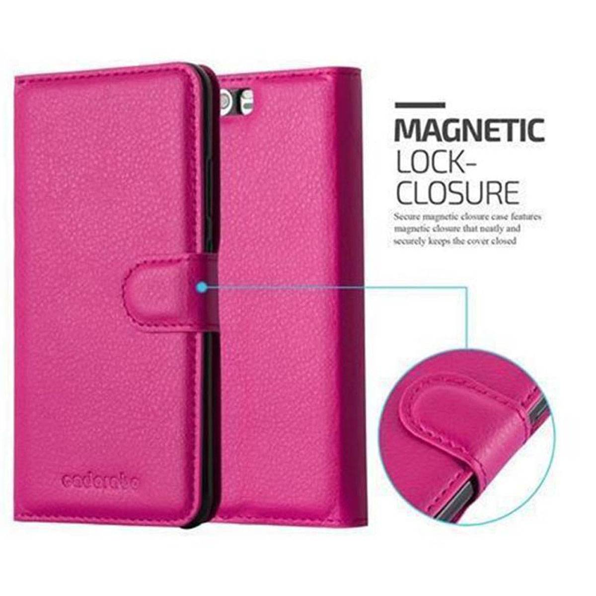 Cadorabo Hülle für Huawei P10 Schutz Hülle in Pink Handyhülle Etui Case Cover Magnetverschluss