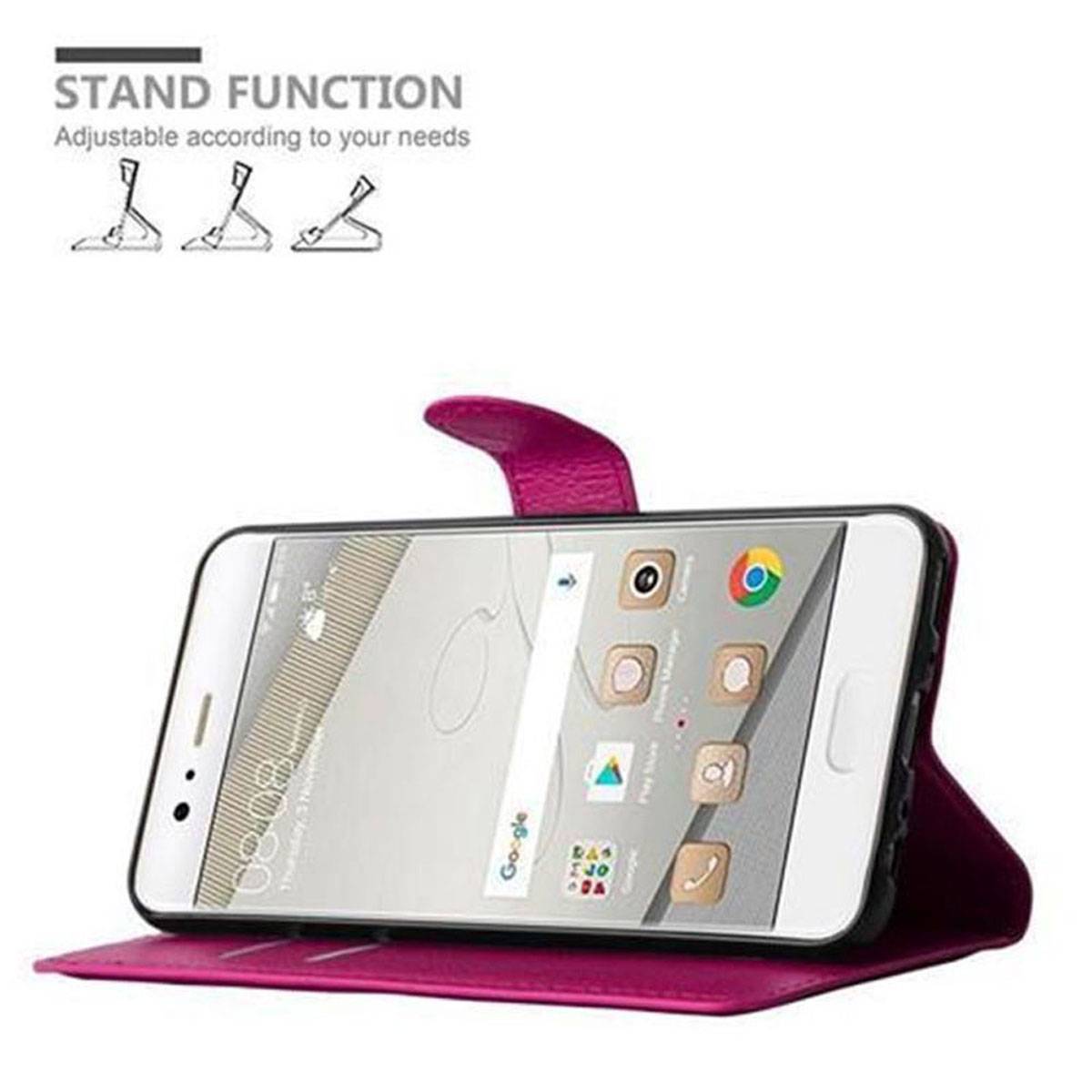 Cadorabo Hülle für Huawei P10 Schutz Hülle in Pink Handyhülle Etui Case Cover Magnetverschluss