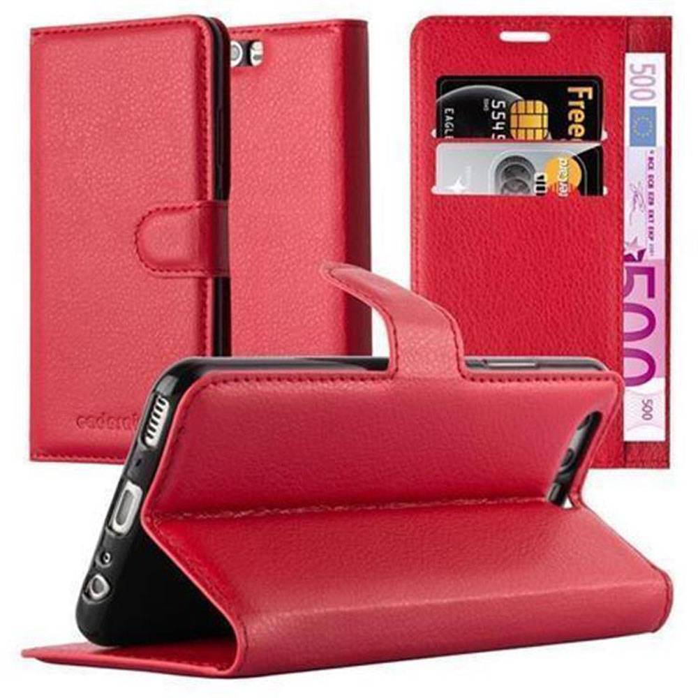 Cadorabo Hülle für Huawei P10 Schutz Hülle in Rot Handyhülle Etui Case Cover Magnetverschluss