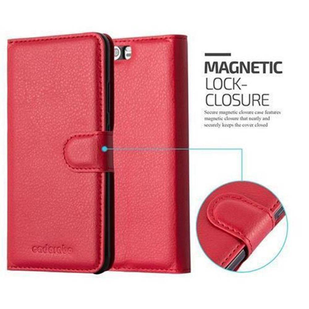 Cadorabo Hülle für Huawei P10 Schutz Hülle in Rot Handyhülle Etui Case Cover Magnetverschluss