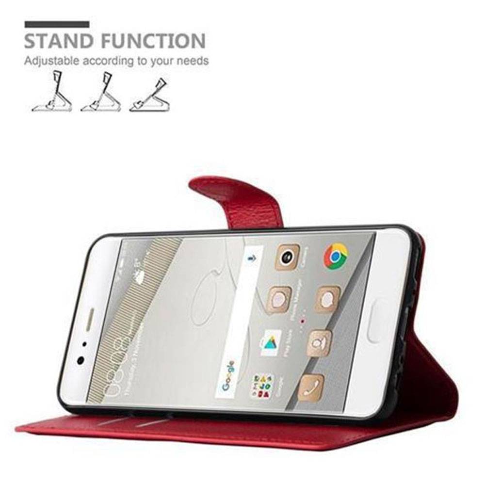 Cadorabo Hülle für Huawei P10 Schutz Hülle in Rot Handyhülle Etui Case Cover Magnetverschluss
