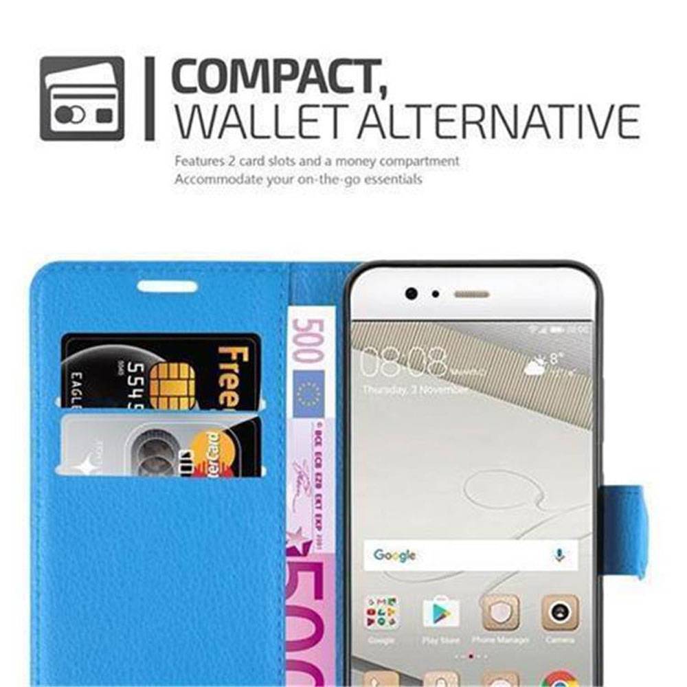 Cadorabo Hülle für Huawei P10 Schutz Hülle in Blau Handyhülle Etui Case Cover Magnetverschluss