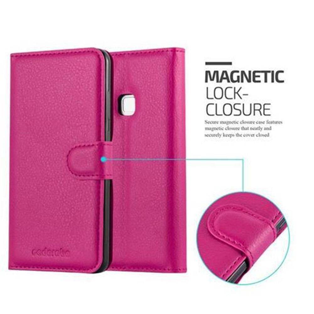 Cadorabo Hülle für Huawei P10 LITE Schutz Hülle in Pink Handyhülle Etui Case Cover Magnetverschluss