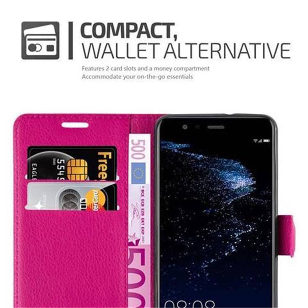 Cadorabo Hülle für Huawei P10 LITE Schutz Hülle in Pink Handyhülle Etui Case Cover Magnetverschluss
