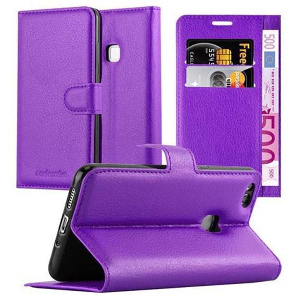 Cadorabo Hülle für Huawei P10 LITE Schutz Hülle in Lila Handyhülle Etui Case Cover Magnetverschluss