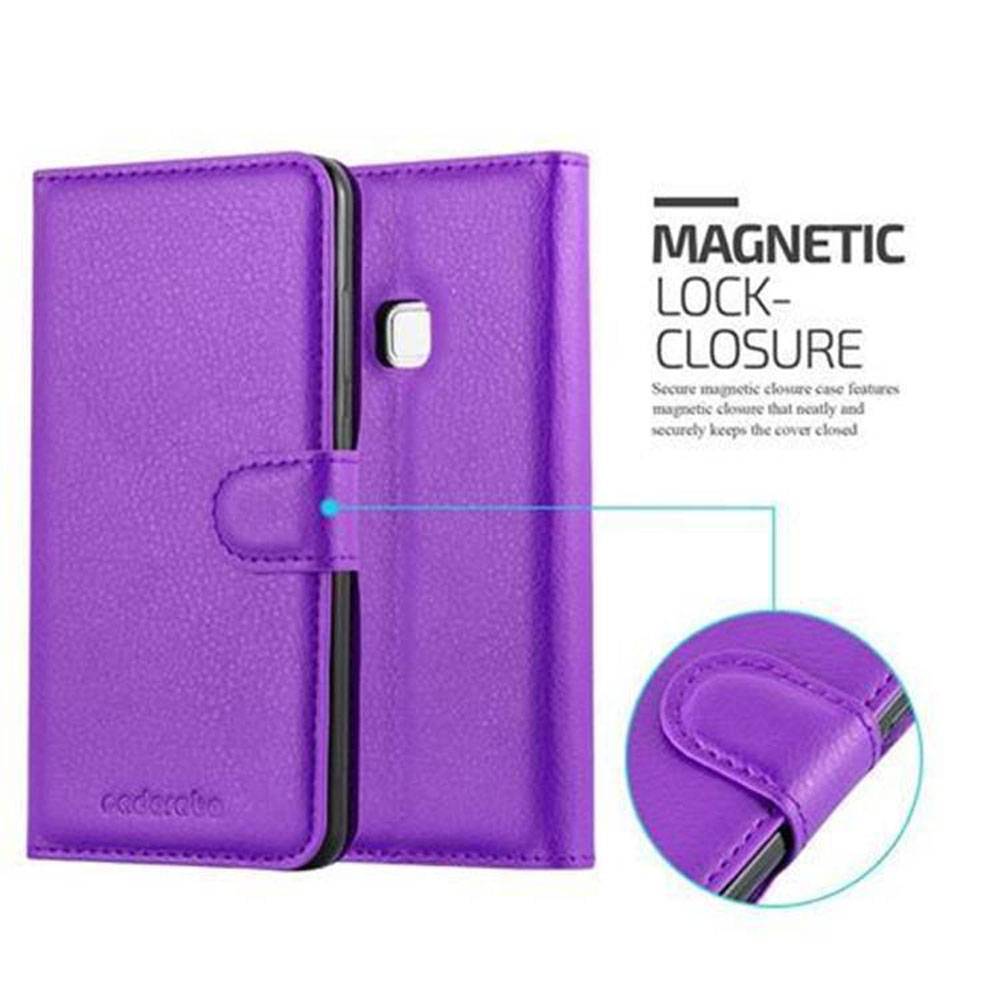 Cadorabo Hülle für Huawei P10 LITE Schutz Hülle in Lila Handyhülle Etui Case Cover Magnetverschluss