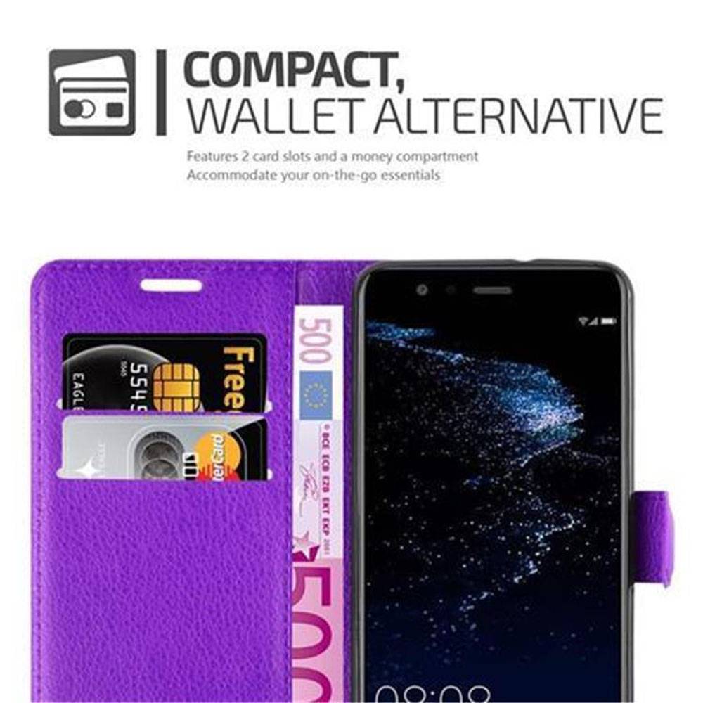 Cadorabo Hülle für Huawei P10 LITE Schutz Hülle in Lila Handyhülle Etui Case Cover Magnetverschluss