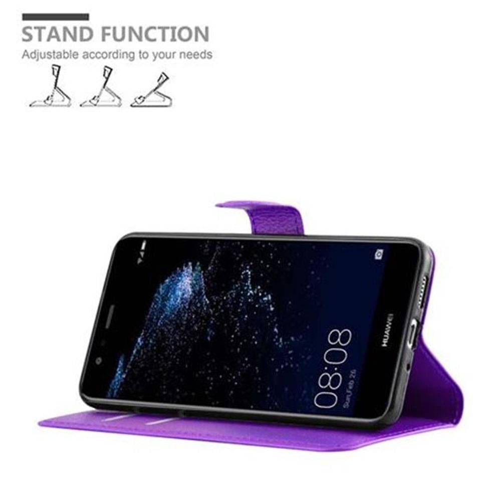 Cadorabo Hülle für Huawei P10 LITE Schutz Hülle in Lila Handyhülle Etui Case Cover Magnetverschluss