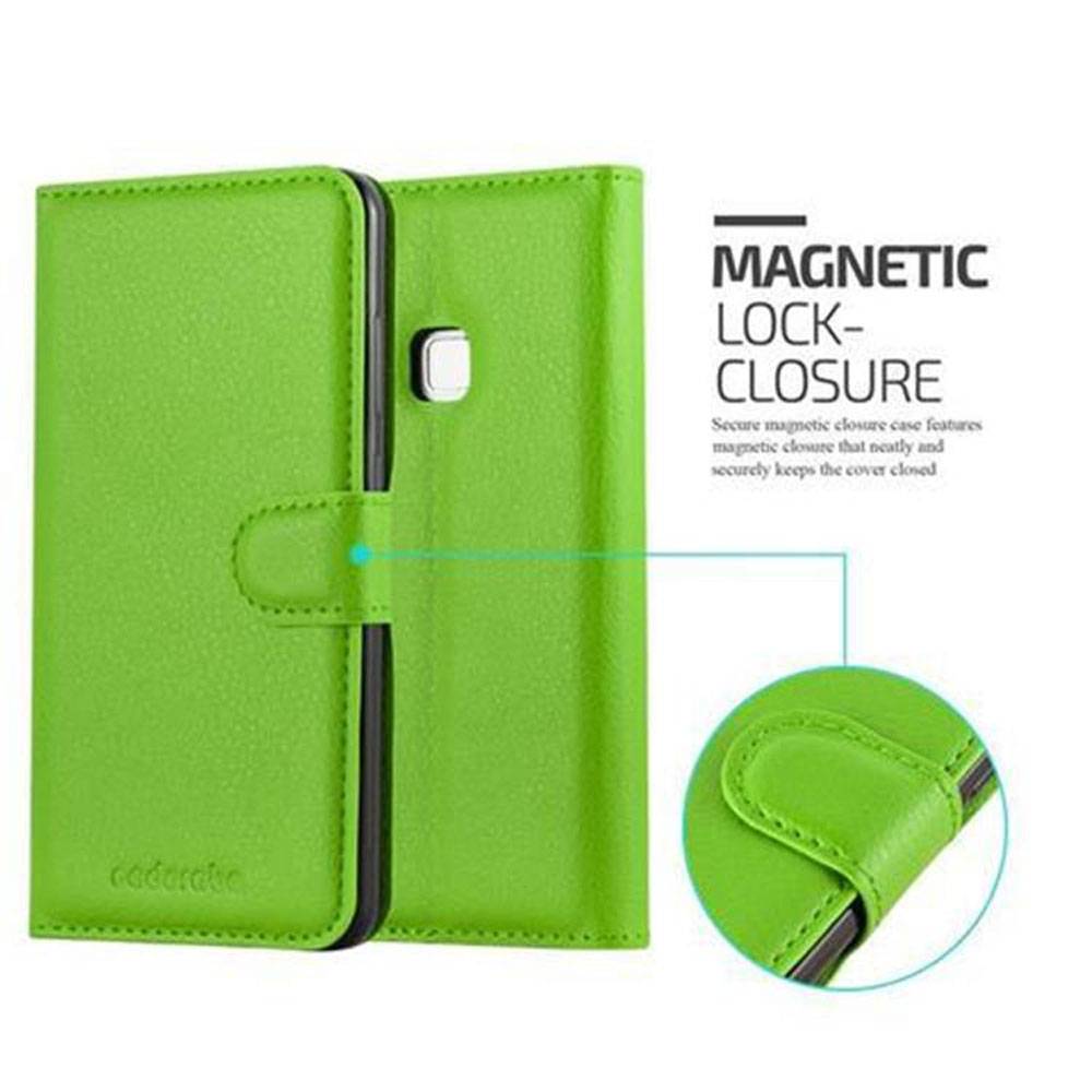 Cadorabo Hülle für Huawei P10 LITE Schutz Hülle in Grün Handyhülle Etui Case Cover Magnetverschluss