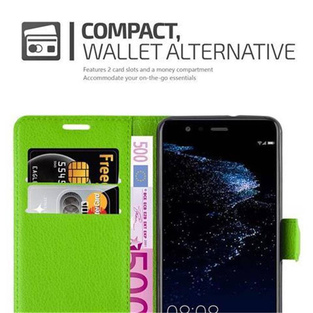 Cadorabo Hülle für Huawei P10 LITE Schutz Hülle in Grün Handyhülle Etui Case Cover Magnetverschluss